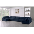 Maklaine Contemporary Navy Linen Fabric Deluxe Modular Sectional Sofa