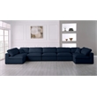 Maklaine Contemporary Navy Linen Fabric Deluxe Modular Sectional Sofa