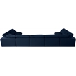 Maklaine Contemporary Navy Linen Fabric Deluxe Modular Sectional Sofa