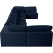 Maklaine Contemporary Navy Linen Fabric Deluxe Modular Sectional Sofa