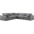 Maklaine Contemporary Gray Durable Linen Fabric Modular Sectional Sofa
