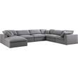 Maklaine Contemporary Gray Durable Linen Fabric Modular Sectional Sofa