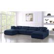 Maklaine Contemporary Navy Durable Linen Fabric Modular Sectional Sofa