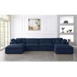 Maklaine Contemporary Navy Durable Linen Fabric Modular Sectional Sofa