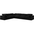 Maklaine Contemporary Black Linen Fabric Deluxe Modular Sectional Sofa