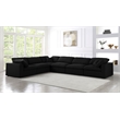 Maklaine Contemporary Black Linen Fabric Deluxe Modular Sectional Sofa