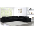 Maklaine Contemporary Black Linen Fabric Deluxe Modular Sectional Sofa