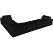 Maklaine Contemporary Black Linen Fabric Deluxe Modular Sectional Sofa