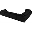 Maklaine Contemporary Black Linen Fabric Deluxe Modular Sectional Sofa