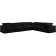 Maklaine Contemporary Black Linen Fabric Deluxe Modular Sectional Sofa