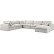 Maklaine Contemporary Cream Durable Linen Fabric Modular Sectional Sofa