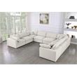 Maklaine Contemporary Cream Durable Linen Fabric Modular Sectional Sofa