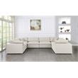 Maklaine Contemporary Cream Durable Linen Fabric Modular Sectional Sofa