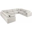 Maklaine Contemporary Cream Durable Linen Fabric Modular Sectional Sofa