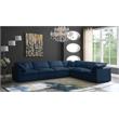 Maklaine Contemporary Standard Navy Velvet Cloud Modular Sectional Sofa