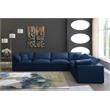 Maklaine Contemporary Standard Navy Velvet Cloud Modular Sectional Sofa