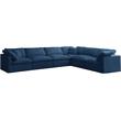 Maklaine Contemporary Standard Navy Velvet Cloud Modular Sectional Sofa