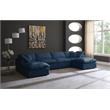 Maklaine Contemporary Velvet Standard Cloud Modular Sectional Sofa in Navy