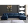 Maklaine Contemporary Velvet Standard Cloud Modular Sectional Sofa in Navy
