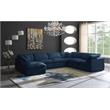 Maklaine Contemporary Standard Navy Velvet Cloud Modular Sectional Sofa