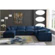 Maklaine Contemporary Standard Navy Velvet Cloud Modular Sectional Sofa