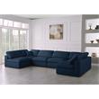 Maklaine Contemporary Soft Velvet Standard Cloud Modular Sectional Sofa in Navy