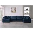Maklaine Contemporary Soft Velvet Standard Cloud Modular Sectional Sofa in Navy