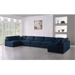 Maklaine Contemporary Navy Velvet Standard Cloud Modular Sectional Sofa