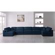 Maklaine Contemporary Navy Velvet Standard Cloud Modular Sectional Sofa