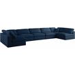 Maklaine Contemporary Navy Velvet Standard Cloud Modular Sectional Sofa