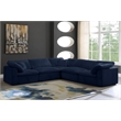 Maklaine Contemporary Navy Velvet Down Filled Overstuffed Modular Sectional Sofa