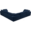 Maklaine Contemporary Navy Velvet Down Filled Overstuffed Modular Sectional Sofa