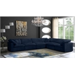 Maklaine Contemporary Navy Velvet Down Filled Overstuffed Modular Sectional Sofa