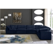 Maklaine Contemporary Navy Velvet Down Filled Overstuffed Modular Sectional Sofa
