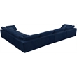 Maklaine Contemporary Navy Velvet Down Filled Overstuffed Modular Sectional Sofa