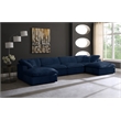 Maklaine Contemporary Navy Velvet Down Filled Overstuffed Modular Sectional Sofa