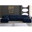 Maklaine Contemporary Navy Velvet Down Filled Overstuffed Modular Sectional Sofa