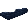 Maklaine Contemporary Navy Velvet Down Filled Overstuffed Modular Sectional Sofa