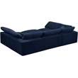 Maklaine Contemporary Navy Velvet Down Filled Overstuffed Modular Sectional Sofa