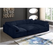 Maklaine Contemporary Navy Velvet Down Filled Overstuffed Modular Sectional Sofa