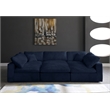 Maklaine Contemporary Navy Velvet Down Filled Overstuffed Modular Sectional Sofa