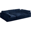 Maklaine Contemporary Navy Velvet Down Filled Overstuffed Modular Sectional Sofa
