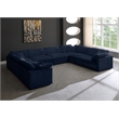 Maklaine Contemporary Navy Velvet Down Filled Overstuffed Modular Sectional Sofa