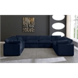 Maklaine Contemporary Navy Velvet Down Filled Overstuffed Modular Sectional Sofa