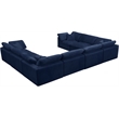 Maklaine Contemporary Navy Velvet Down Filled Overstuffed Modular Sectional Sofa