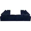 Maklaine Contemporary Navy Velvet Down Filled Overstuffed Modular Sectional Sofa