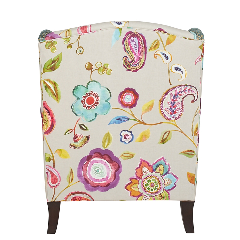 Maklaine Modern Wingback Accent Arm Chair in Multicolored Floral