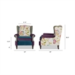 Maklaine Modern Wingback Accent Arm Chair in Multicolored Floral