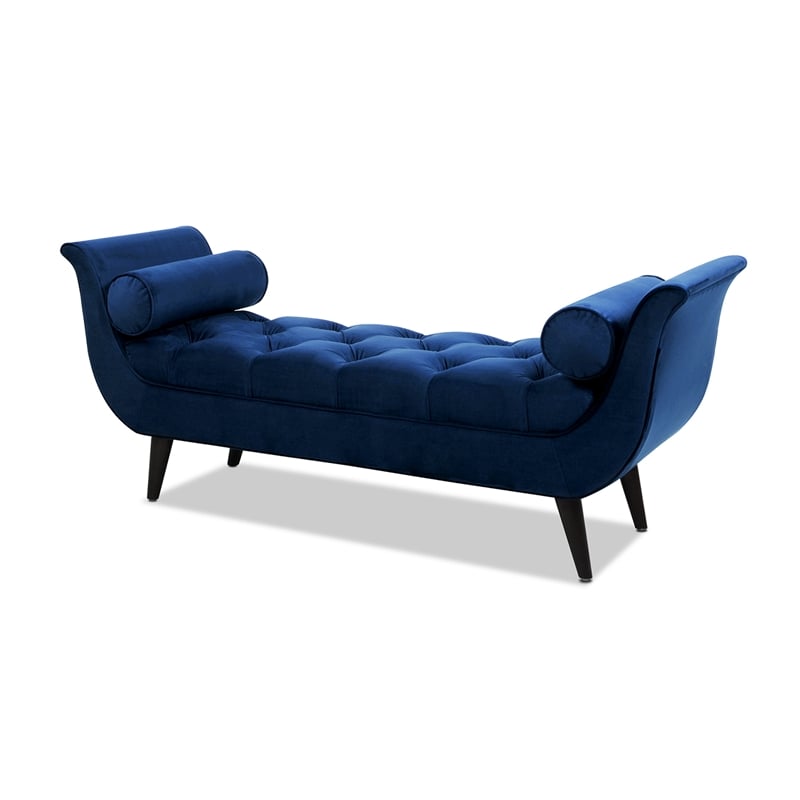 Maklaine Contemporary Tufted Flared Arm Entryway Bench in Navy Blue