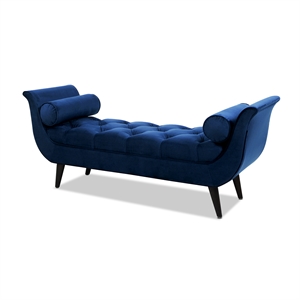 Maklaine Contemporary Tufted Flared Arm Entryway Bench in Navy Blue